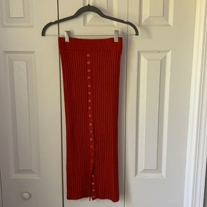 midi button down pencil skirt